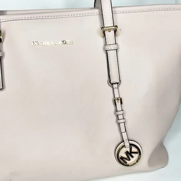 MICHAEL KORS Jet Set Travel Tote Handbag Saffiano Leather Powder Blush Pink OS - Picture 10 of 16